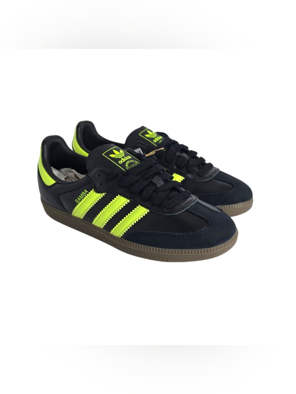 Adidas Samba OG W JS1387 Black Pulse Lime Gum Womens 8.5 Sneakers NWT - Picture 3 of 16
